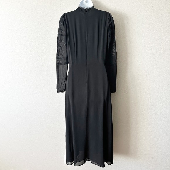 Reformation Adelia Black Mock Neck European Gothic Dark Boho Midi Dress Size 6 - Picture 6 of 11